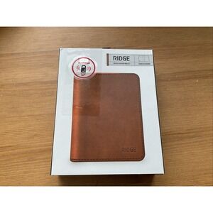 RIDGE Bifold Full Grain Leather Wallet Minimalist RFID Block Card Case Brown NEW